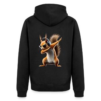 Funny Dabbing Squirrel Animal Lover Animals - Unisex Premium Organic Zip Hoodie - black - Back - Nico (187cm)