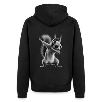 Funny Dabbing Squirrel Animal Lover Animals - Unisex Premium Organic Zip Hoodie - black - Back - Nico (187cm)