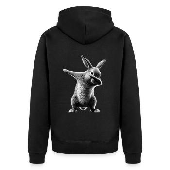 Lustiges Dabbing Kaninchen Tierliebhaber Tiere - Unisex Premium Bio Zip Hoodie - Schwarz - Hinten - Nico (187cm)