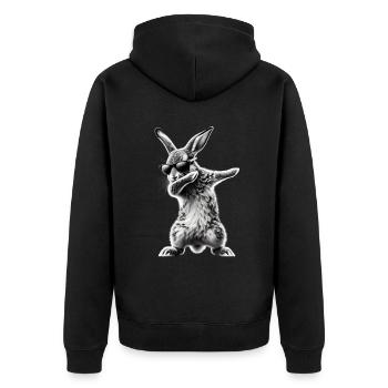Lustiges Dabbing Kaninchen Tierliebhaber Tiere - Unisex Premium Bio Zip Hoodie - Schwarz - Hinten - Nico (187cm)