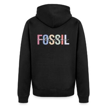 Fossil Collector Paleontology Fossil Hunter Palaean - Unisex Premium Organic Zip Hoodie - black - Back - Nico (187cm)