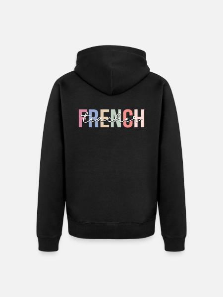 French Teacher Lessons - Unisex Premium Organic Zip Hoodie - black