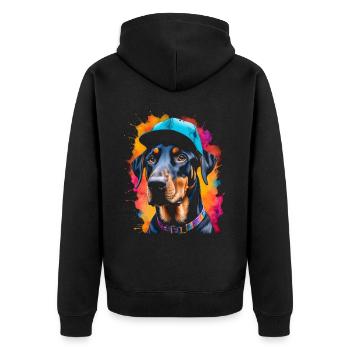 Doberman Snapback Cap Chien Drôle Design Imprimer - Veste à capuche bio Premium Unisexe - noir - Dos - Nico (187cm)