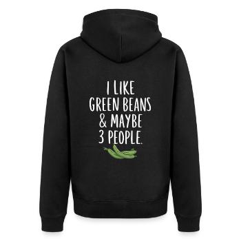 Grüne Bohnen - Unisex Premium Bio Zip Hoodie - Schwarz - Hinten - Nico (187cm)