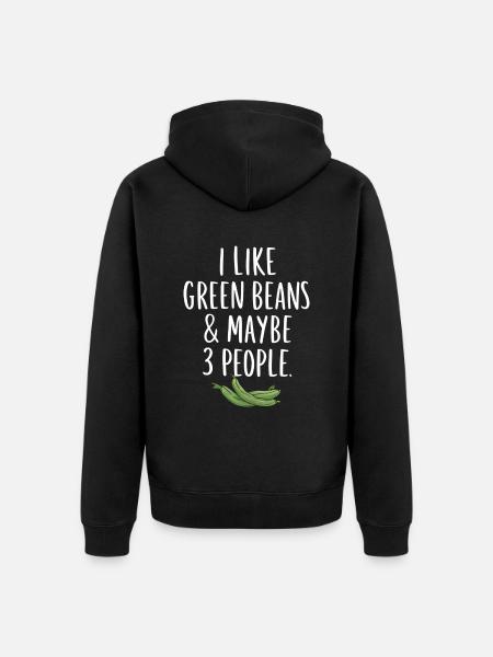 Grüne Bohnen - Unisex Premium Bio Zip Hoodie - Schwarz