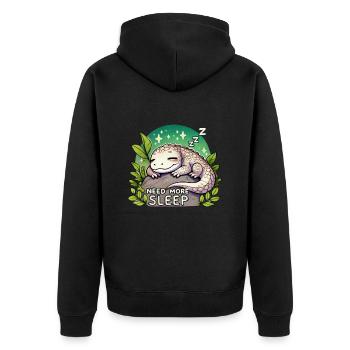 Need More Sleep Funny Lizard Humor Pajama - Unisex Premium Organic Zip Hoodie - black - Back - Nico (187cm)