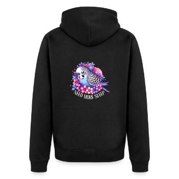 Need More Sleep Funny Budgie Bird - Unisex Premium Organic Zip Hoodie - black - Back - Nico (187cm)