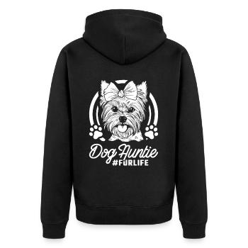 Yorkshire Terrier Dog Aunt Fur Life - Unisex Premium Bio Zip Hoodie - Schwarz - Hinten - Nico (187cm)