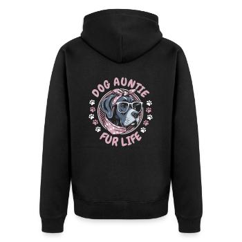 Deutsche Dogge Dog Aunt Fur Life - Unisex Premium Bio Zip Hoodie - Schwarz - Hinten - Nico (187cm)