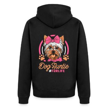 Yorkshire Terrier Dog Aunt Fur Life - Unisex Premium Bio Zip Hoodie - Schwarz - Hinten - Nico (187cm)