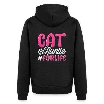 Chat Chat Tante Pour la Vie - Veste à capuche bio Premium Unisexe - noir - Dos - Nico (187cm)