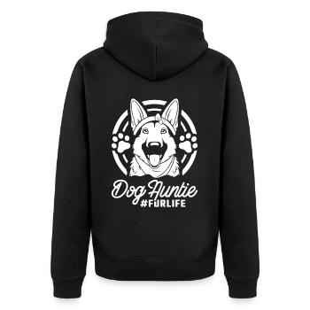 Schäferhund Dog Aunt Fur Life - Unisex Premium Bio Zip Hoodie - Schwarz - Hinten - Nico (187cm)