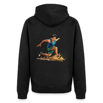 Leichtathletik Leichtathletikspiele - Unisex Premium Bio Zip Hoodie - Schwarz - Hinten - Nico (187cm)
