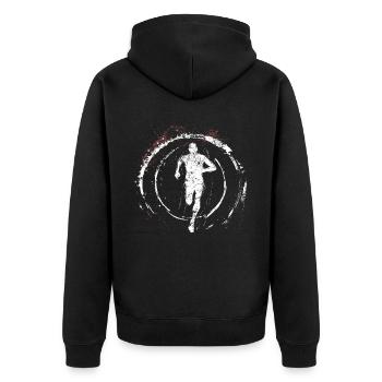 Leichtathletik Leichtathletikspiele - Unisex Premium Bio Zip Hoodie - Schwarz - Hinten - Nico (187cm)