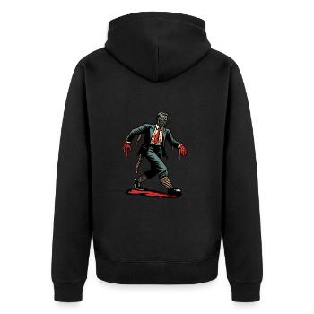 Retro Vintage Stil Halloween Zombie Kostüm Deko - Unisex Premium Bio Zip Hoodie - Schwarz - Hinten - Nico (187cm)