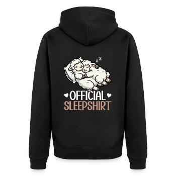 Official Sleep Shirt Funny Sheep Pajamas - Unisex Premium Organic Zip Hoodie - black - Back - Nico (187cm)