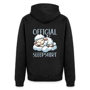 Official Sleep Shirt Funny Sheep Pajamas - Unisex Premium Organic Zip Hoodie - black - Back - Nico (187cm)
