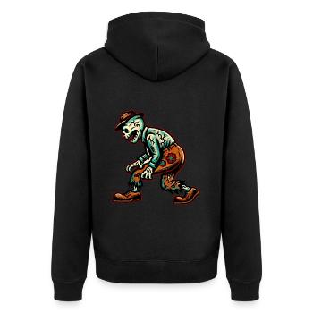 Old Grandpa Zombie Creepy Party Design Halloween - Unisex Premium Organic Zip Hoodie - black - Back - Nico (187cm)