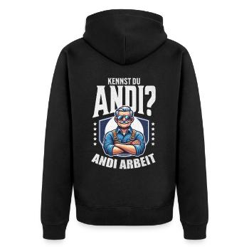 Handwerker Andi Arbeit Geschenk Sprüche Lustig - Unisex Premium Bio Zip Hoodie - Schwarz - Hinten - Nico (187cm)