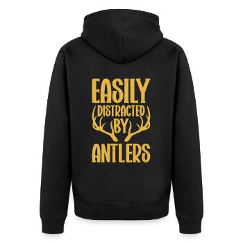 Antler Hunting Antler Hunter Hunting Hunting Trophy - Unisex Premium Organic Zip Hoodie - black - Back - Nico (187cm)