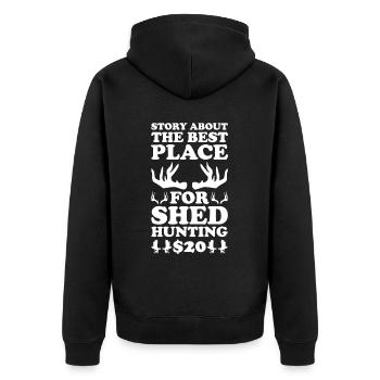 Antler Hunting Antler Hunter Hunting Hunting Trophy - Unisex Premium Organic Zip Hoodie - black - Back - Nico (187cm)