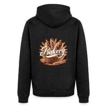 Bäcker Bäckerei - Unisex Premium Bio Zip Hoodie - Schwarz - Hinten - Nico (187cm)