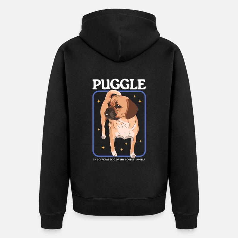 Puggle Hundebesitzer Hundehalter Geschenk - Unisex Premium Bio Zip Hoodie - Schwarz