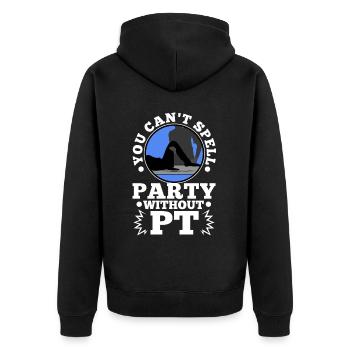 You can't spell party without pt - Unisex Premium Bio Zip Hoodie - Schwarz - Hinten - Nico (187cm)