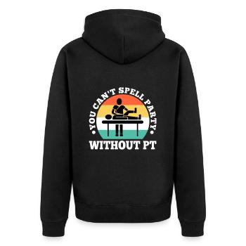 You can't spell party without pt - Unisex Premium Bio Zip Hoodie - Schwarz - Hinten - Nico (187cm)