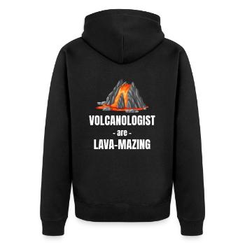Volcanologists are lava-penetrating - Unisex Premium Organic Zip Hoodie - black - Back - Nico (187cm)