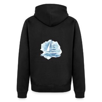Segelboot auf dem Meer - Unisex Premium Bio Zip Hoodie - Schwarz - Hinten - Nico (187cm)