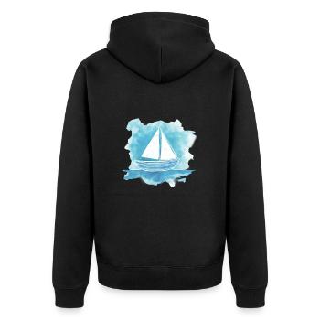 Boat sails across the sea - Unisex Premium Organic Zip Hoodie - black - Back - Nico (187cm)