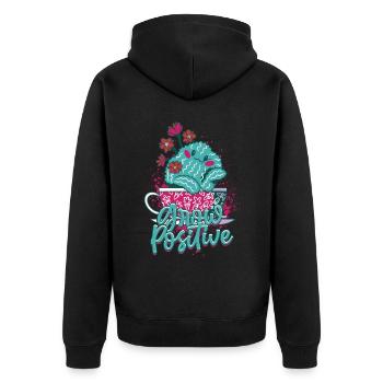 Pflanzen Pflanzensammler Pflanze Grow Positive - Unisex Premium Bio Zip Hoodie - Schwarz - Hinten - Nico (187cm)