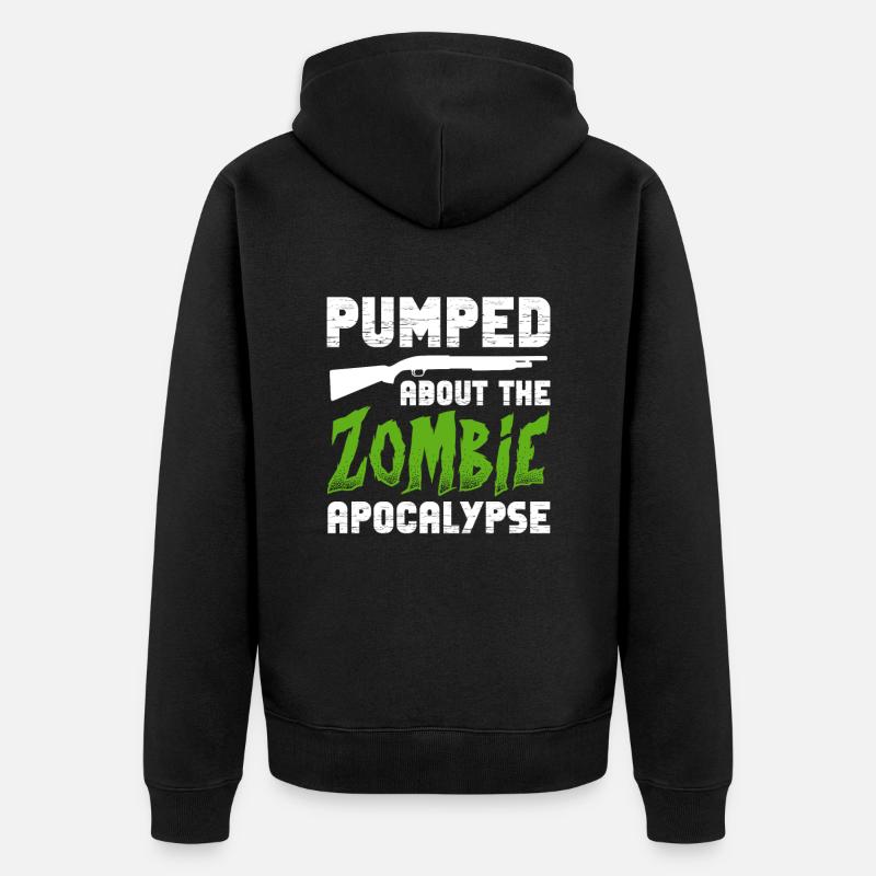 Zombie Zombie-Jäger Zombieapokalypse Geschenk - Unisex Premium Bio Zip Hoodie - Schwarz