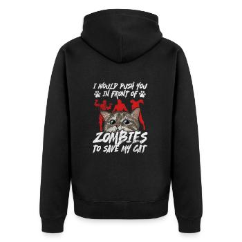 Zombie - Unisex Premium Bio Zip Hoodie - Schwarz - Hinten - Nico (187cm)