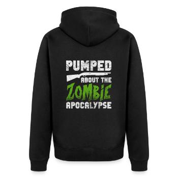 Zombie - Unisex Premium Bio Zip Hoodie - Schwarz - Hinten - Nico (187cm)