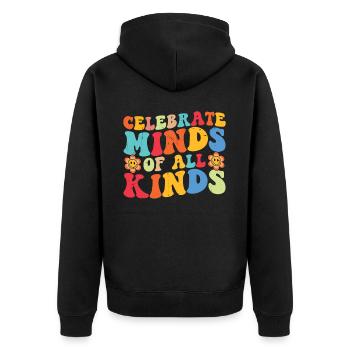 Autism - Unisex Premium Organic Zip Hoodie - black - Back - Nico (187cm)