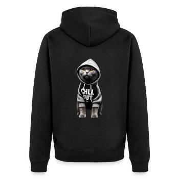 Drôle Britannique Shorthair Chill Out Chat Chill Out - Veste à capuche bio Premium Unisexe - noir - Dos - Nico (187cm)