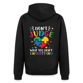Autismus Awareness Day Autist Geschenk - Unisex Premium Bio Zip Hoodie - Schwarz - Hinten - Nico (187cm)