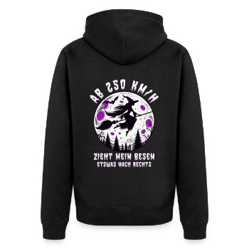 From 250km/h my broom pulls a little to the right - Unisex Premium Organic Zip Hoodie - black - Back - Nico (187cm)