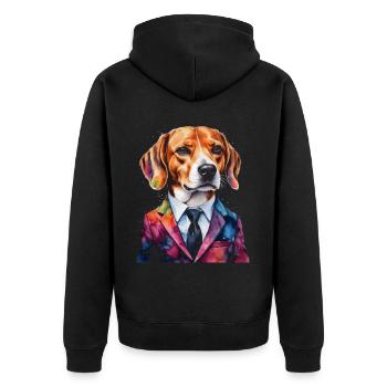 Beagle Suit Dog Colorful Funny Animal Design Print - Unisex Premium Organic Zip Hoodie - black - Back - Nico (187cm)