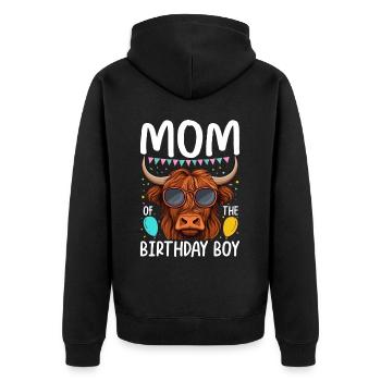 Mom Of The Birthday Boy - Unisex Premium Organic Zip Hoodie - black - Back - Nico (187cm)