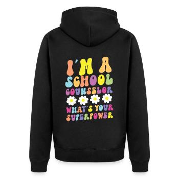 School Counselor I'm A School - Unisex Premium Organic Zip Hoodie - black - Back - Nico (187cm)