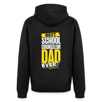 School Counselor Dad Best School - Unisex Premium Bio Zip Hoodie - Schwarz - Hinten - Nico (187cm)