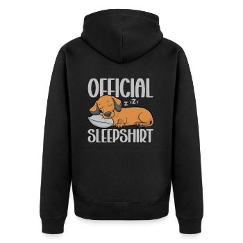 Offizielles Schlafshirt Dachshund Dackel Hund - Unisex Premium Bio Zip Hoodie - Schwarz - Hinten - Nico (187cm)