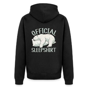 Eisbär Offizielles Schlafshirt Lustiges Eisbär - Unisex Premium Bio Zip Hoodie - Schwarz - Hinten - Nico (187cm)