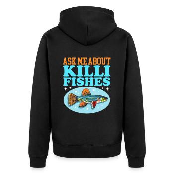 Killifish Egg-laying Toothcarp Gifts - Unisex Premium Organic Zip Hoodie - black - Back - Nico (187cm)