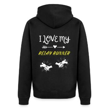 I love my relay runner - Unisex Premium Organic Zip Hoodie - black - Back - Nico (187cm)
