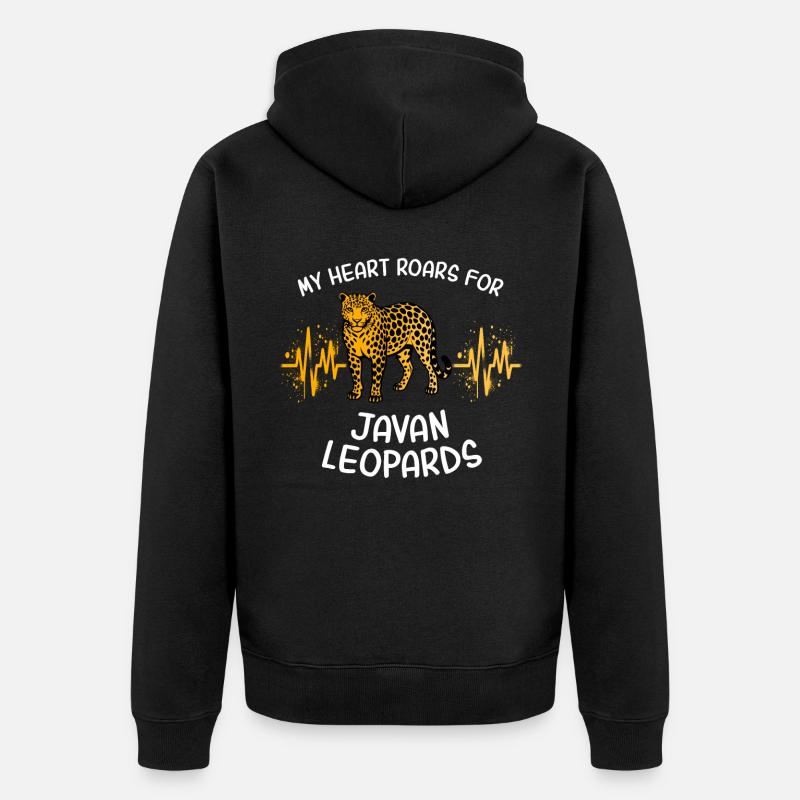 Java Leopard Heart Line - Unisex Premium Organic Zip Hoodie - black