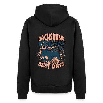 Teckel à poil dur - Veste à capuche bio Premium Unisexe - noir - Dos - Nico (187cm)